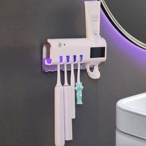 Esterilizador UV para Cepillos Dentales con Dispensador - Recargable USB, Elimina el 99% de Gérmenes